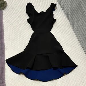 Elegant Black Dress with Blue Accents